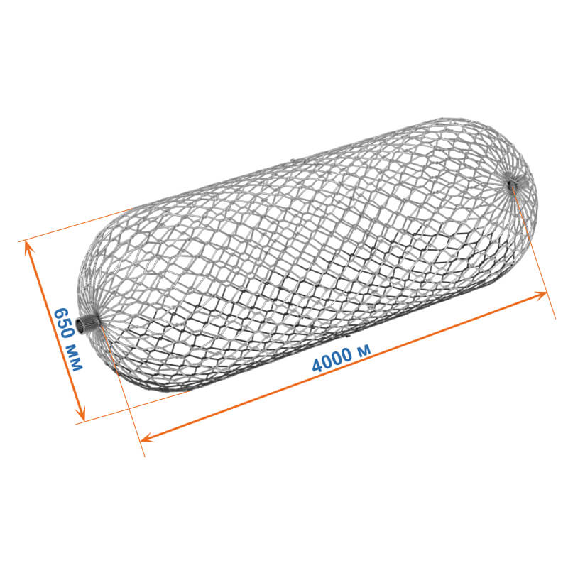 Габион цилиндрический 4х0,65х1,32 оцинкованный / ЦП, Ø проволоки 2,7/3,7мм, размер ячейки 8х10 см фото