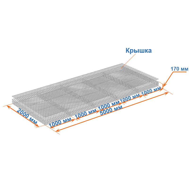 Габион матрац ГСИ-М 5х2х0,17 оцинкованный, Ø проволоки 2,2 мм, размер ячейки 6х8 см фото